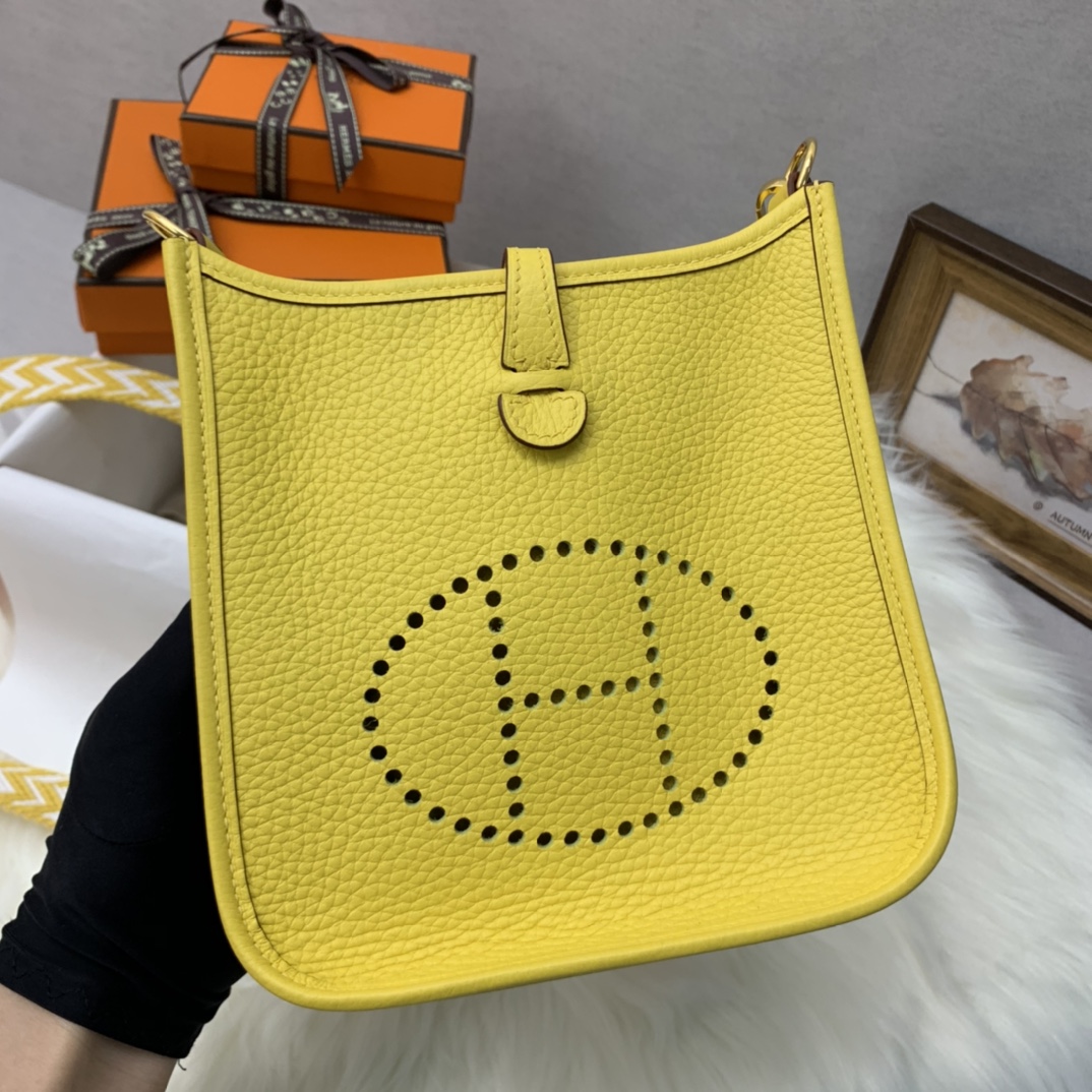 에르메스 미니 에블린16 옐로우 금장 끌레망스 가죽